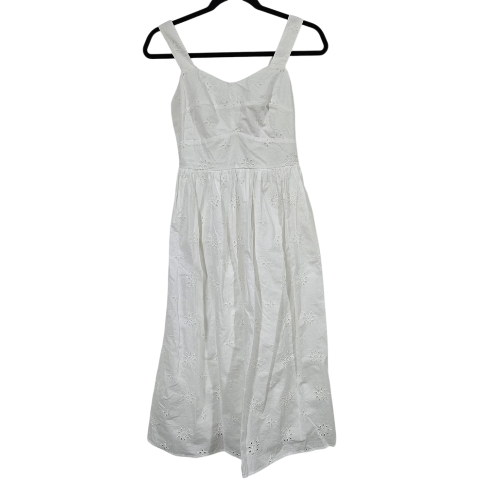 J. Crew White Eyelet 100% Cotton Midi Dress Size 00